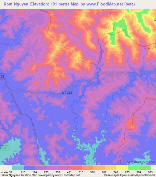 Xom Nguyen,Vietnam Elevation Map