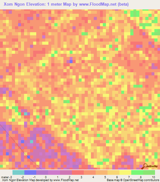 Xom Ngon,Vietnam Elevation Map