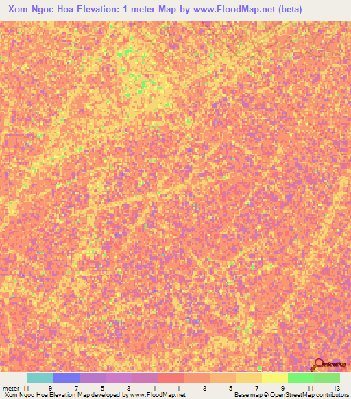 Xom Ngoc Hoa,Vietnam Elevation Map