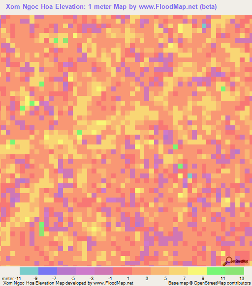 Xom Ngoc Hoa,Vietnam Elevation Map