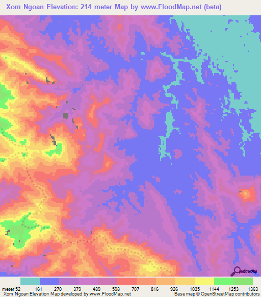 Xom Ngoan,Vietnam Elevation Map