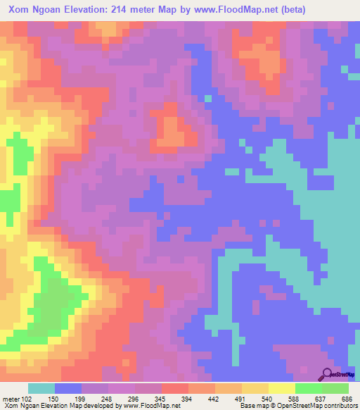 Xom Ngoan,Vietnam Elevation Map