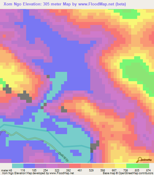 Xom Ngo,Vietnam Elevation Map