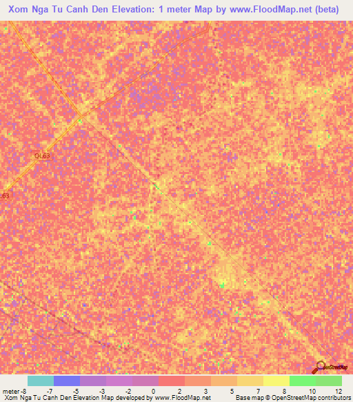 Xom Nga Tu Canh Den,Vietnam Elevation Map