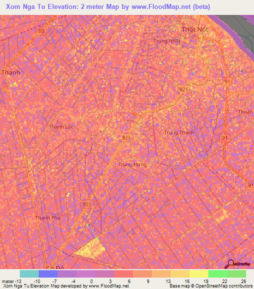 Xom Nga Tu,Vietnam Elevation Map