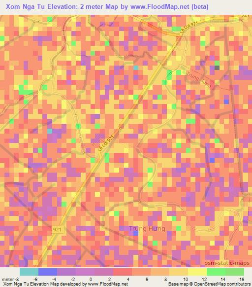 Xom Nga Tu,Vietnam Elevation Map