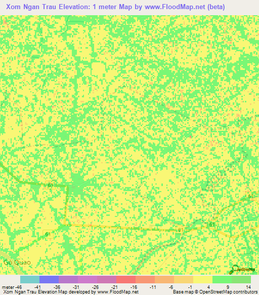 Xom Ngan Trau,Vietnam Elevation Map