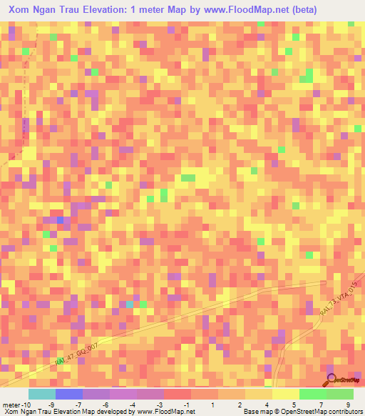 Xom Ngan Trau,Vietnam Elevation Map