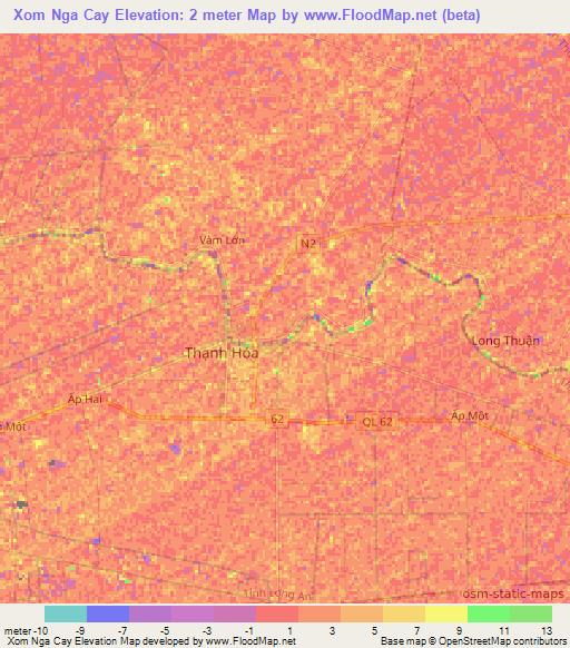 Xom Nga Cay,Vietnam Elevation Map