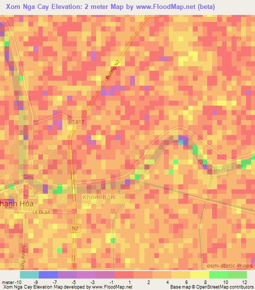 Xom Nga Cay,Vietnam Elevation Map