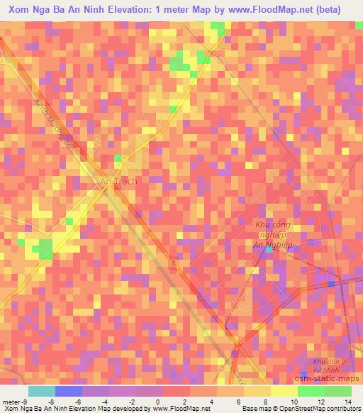 Xom Nga Ba An Ninh,Vietnam Elevation Map