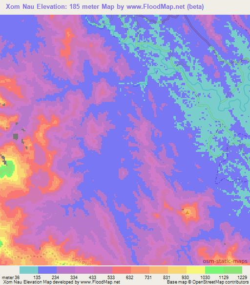 Xom Nau,Vietnam Elevation Map