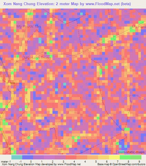 Xom Nang Chung,Vietnam Elevation Map