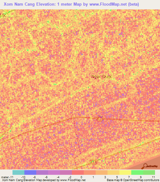 Xom Nam Cang,Vietnam Elevation Map