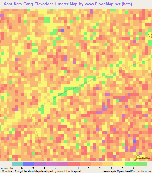 Xom Nam Cang,Vietnam Elevation Map