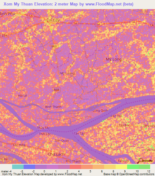 Xom My Thuan,Vietnam Elevation Map