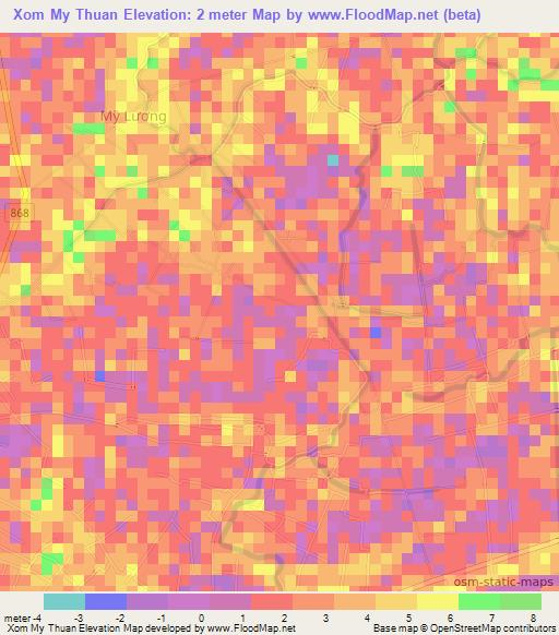 Xom My Thuan,Vietnam Elevation Map