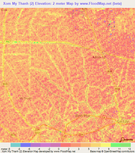 Xom My Thanh (2),Vietnam Elevation Map