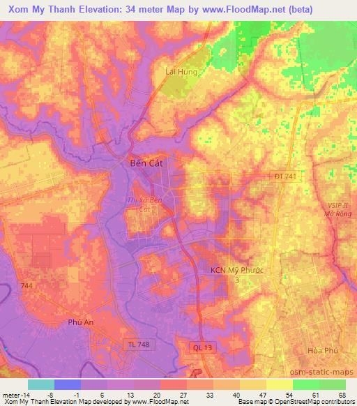 Xom My Thanh,Vietnam Elevation Map