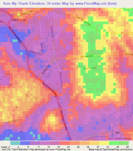 Xom My Thanh,Vietnam Elevation Map