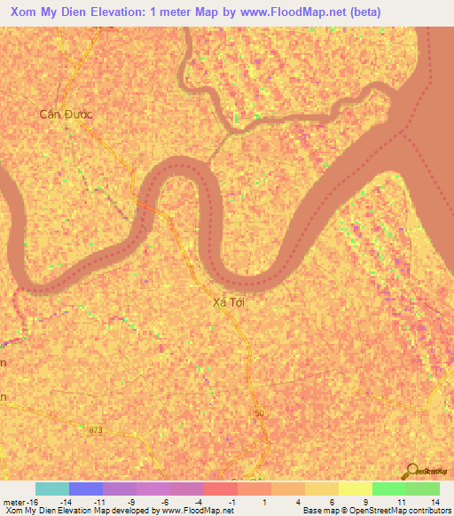 Xom My Dien,Vietnam Elevation Map