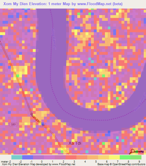 Xom My Dien,Vietnam Elevation Map