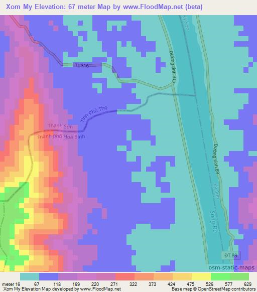 Xom My,Vietnam Elevation Map