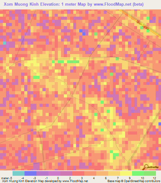 Xom Muong Kinh,Vietnam Elevation Map