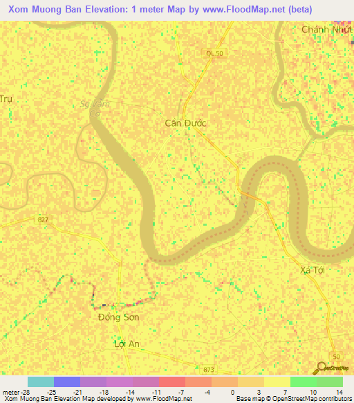 Xom Muong Ban,Vietnam Elevation Map