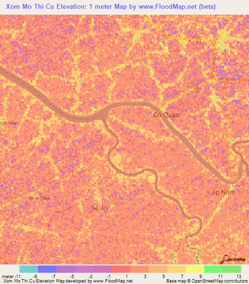 Xom Mo Thi Cu,Vietnam Elevation Map