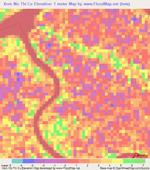 Xom Mo Thi Cu,Vietnam Elevation Map