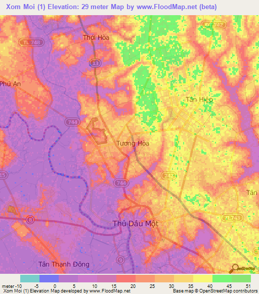 Xom Moi (1),Vietnam Elevation Map