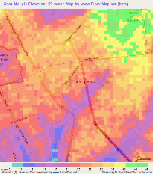 Xom Moi (1),Vietnam Elevation Map