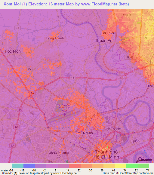 Xom Moi (1),Vietnam Elevation Map