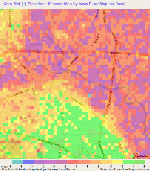 Xom Moi (1),Vietnam Elevation Map