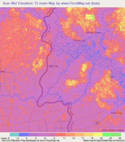 Xom Moi,Vietnam Elevation Map