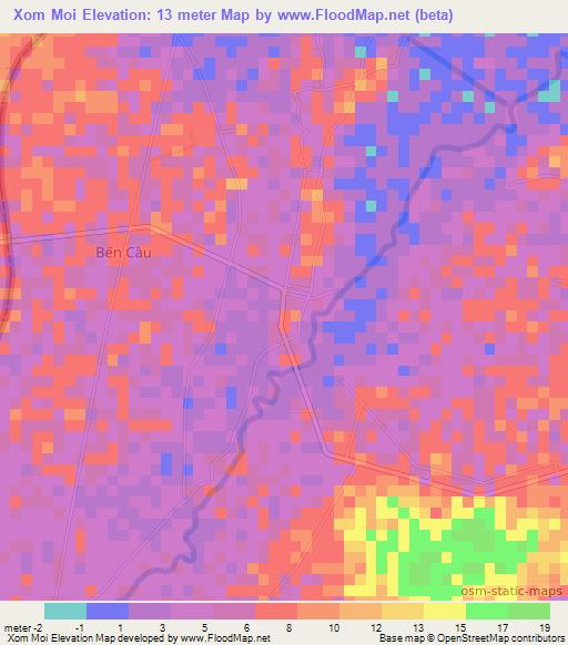 Xom Moi,Vietnam Elevation Map