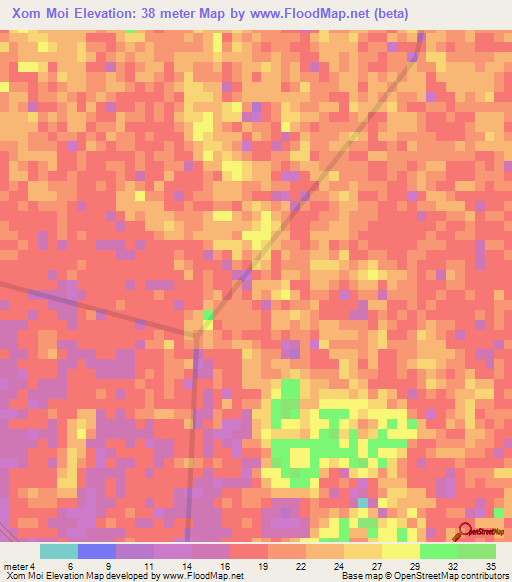 Xom Moi,Vietnam Elevation Map