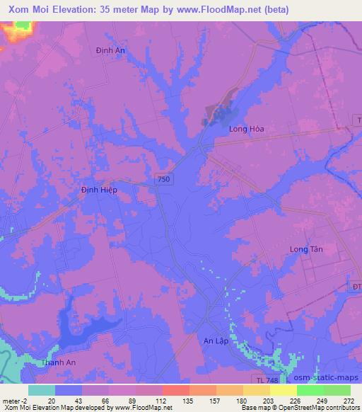 Xom Moi,Vietnam Elevation Map