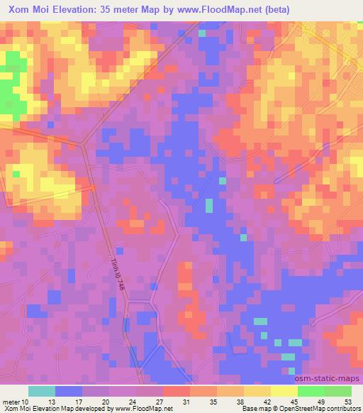 Xom Moi,Vietnam Elevation Map