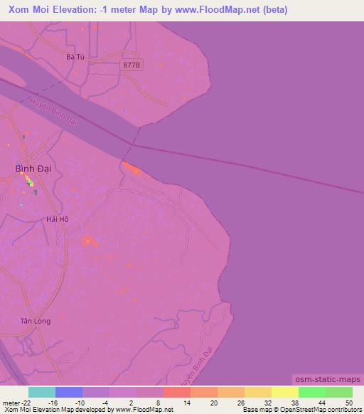 Xom Moi,Vietnam Elevation Map