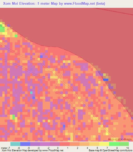 Xom Moi,Vietnam Elevation Map