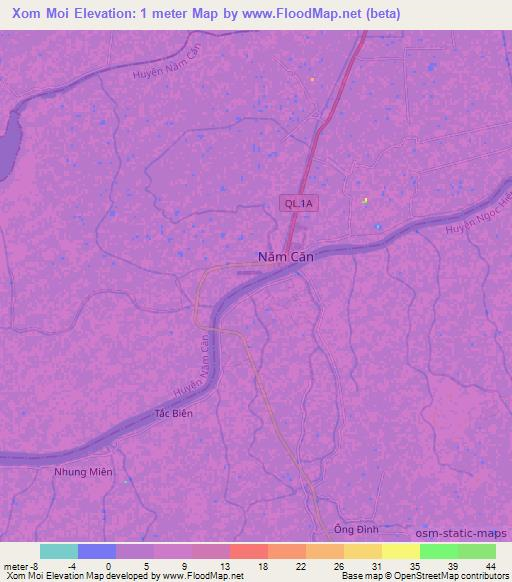 Xom Moi,Vietnam Elevation Map