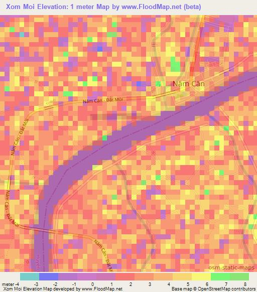 Xom Moi,Vietnam Elevation Map