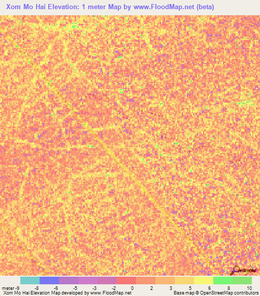 Xom Mo Hai,Vietnam Elevation Map