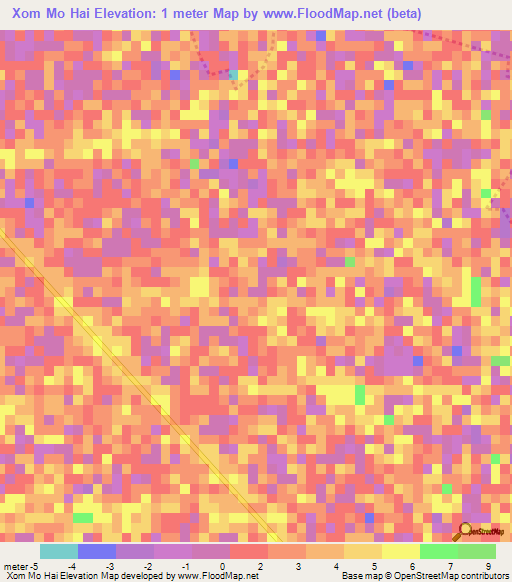 Xom Mo Hai,Vietnam Elevation Map