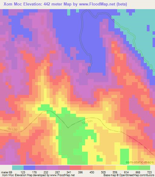 Xom Moc,Vietnam Elevation Map