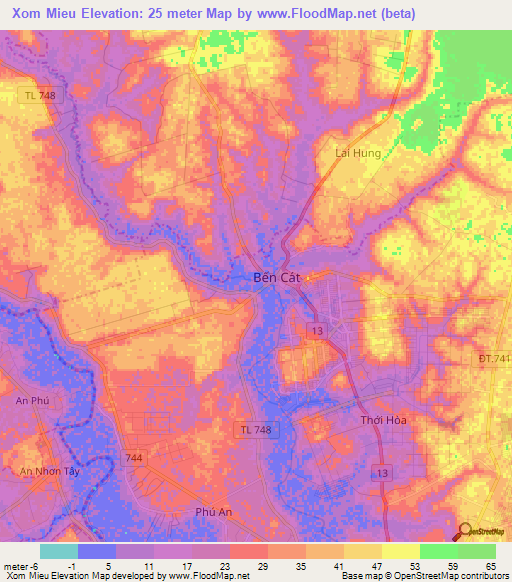 Xom Mieu,Vietnam Elevation Map