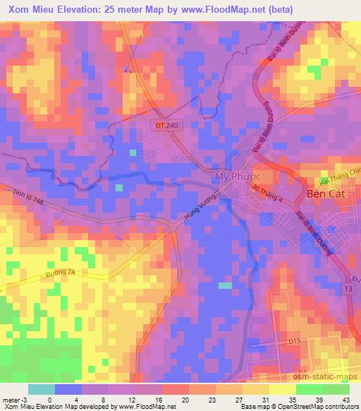 Xom Mieu,Vietnam Elevation Map