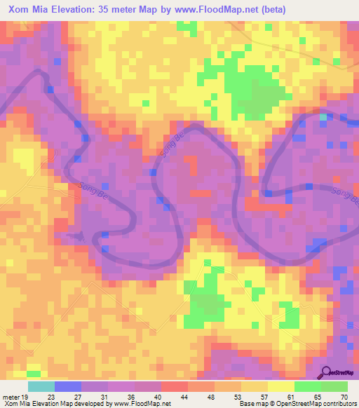 Xom Mia,Vietnam Elevation Map